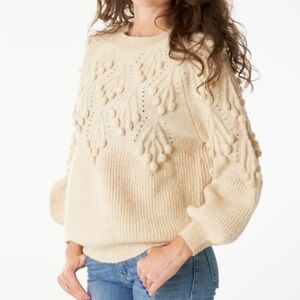 NWT En Creme Snowflake Pom Pom sweater L